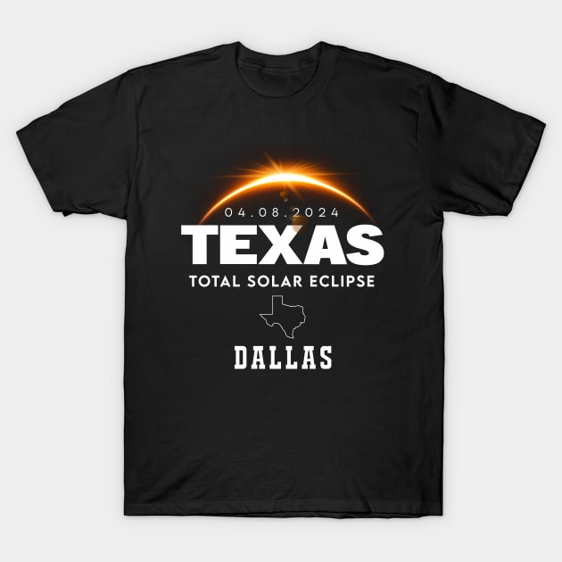 Total Solar Eclipse 2024 Dallas Texas T-Shirt by ANAREL